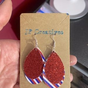Homemade faux leather earrings.